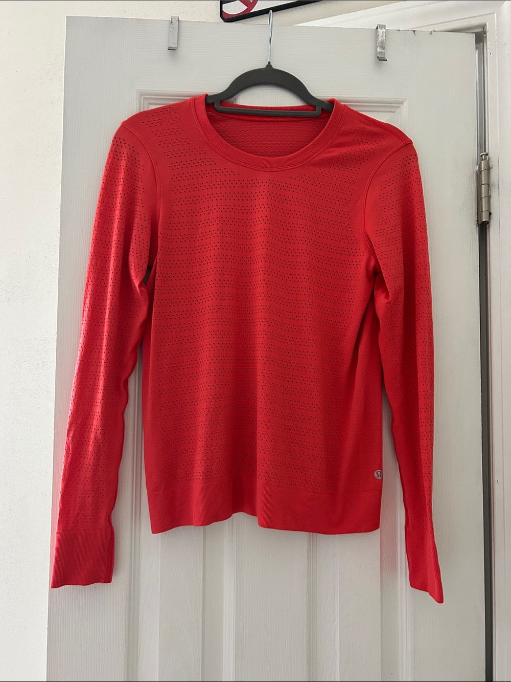 lululemon athletica Red Long-Sleeve Perforated Crew Top